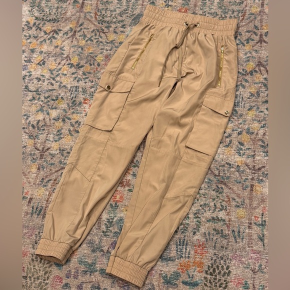 Adam Selman Sport Gold Tan Cargo Track Pants in Chino Size Medium Like New! - Picture 2 of 11